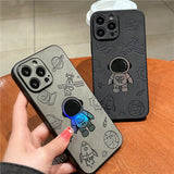 Luxury Leather Laser Cosmic Astronaut iPhone Case - Creamcy Cases