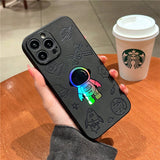 Luxury Leather Laser Cosmic Astronaut iPhone Case - Creamcy Cases