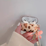 Luxury Leopard AirPods Case With Pearl Chain - Creamcy Cases