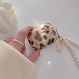 Luxury Leopard AirPods Case With Pearl Chain - Creamcy Cases