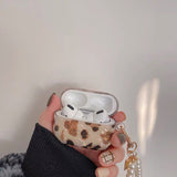 Luxury Leopard AirPods Case With Pearl Chain - Creamcy Cases