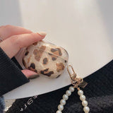 Luxury Leopard AirPods Case With Pearl Chain - Creamcy Cases