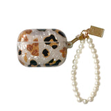 Luxury Leopard AirPods Case With Pearl Chain - Creamcy Cases