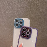 Minimal Silicone iPhone Case w/ Glitter Camera Protectors - CREAMCY