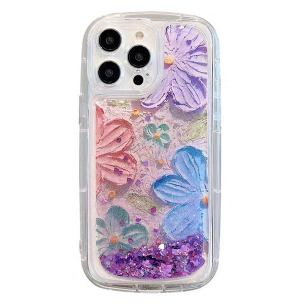 Moving Glitter Floral Market iPhone Case - CREAMCY