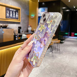 Purple Blooms Floral iPhone Case w/ Crystal Lens Protector - CREAMCY