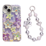 Purple Blooms Floral iPhone Case w/ Crystal Lens Protector - CREAMCY