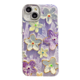 Purple Blooms Floral iPhone Case w/ Crystal Lens Protector - CREAMCY