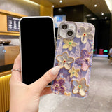Purple Blooms Floral iPhone Case w/ Crystal Lens Protector - CREAMCY