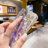 Purple Blooms Floral iPhone Case w/ Crystal Lens Protector - CREAMCY