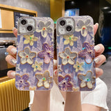 Purple Blooms Floral iPhone Case w/ Crystal Lens Protector - CREAMCY