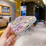 Purple Blooms Floral iPhone Case w/ Crystal Lens Protector - CREAMCY