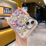 Purple Blooms Floral iPhone Case w/ Crystal Lens Protector - CREAMCY