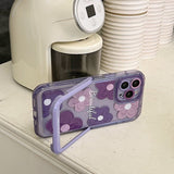 Purple Blooms Floral iPhone Case w/ Stand - CREAMCY