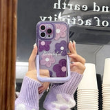 Purple Blooms Floral iPhone Case w/ Stand - CREAMCY