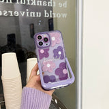 Purple Blooms Floral iPhone Case w/ Stand - CREAMCY