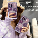 Purple Blooms Floral iPhone Case w/ Stand - CREAMCY