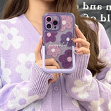 Purple Blooms Floral iPhone Case w/ Stand - CREAMCY