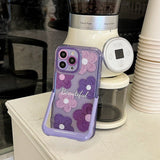 Purple Blooms Floral iPhone Case w/ Stand - CREAMCY