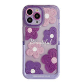 Purple Blooms Floral iPhone Case w/ Stand - CREAMCY