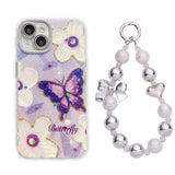 Purple Retro Floral Butterfly iPhone Case w/ Crystal Lens Protector - CREAMCY