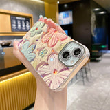 Retro Blooms Floral iPhone Case w/ Crystal Lens Protector - CREAMCY