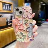 Retro Blooms Floral iPhone Case w/ Crystal Lens Protector - CREAMCY
