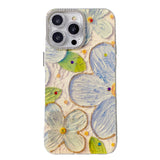 Retro Painted Floral iPhone Case w/ Crystal Lens Protector - CREAMCY