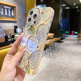 Retro Painted Floral iPhone Case w/ Crystal Lens Protector - CREAMCY