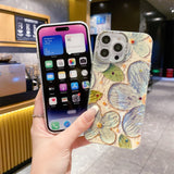 Retro Painted Floral iPhone Case w/ Crystal Lens Protector - CREAMCY