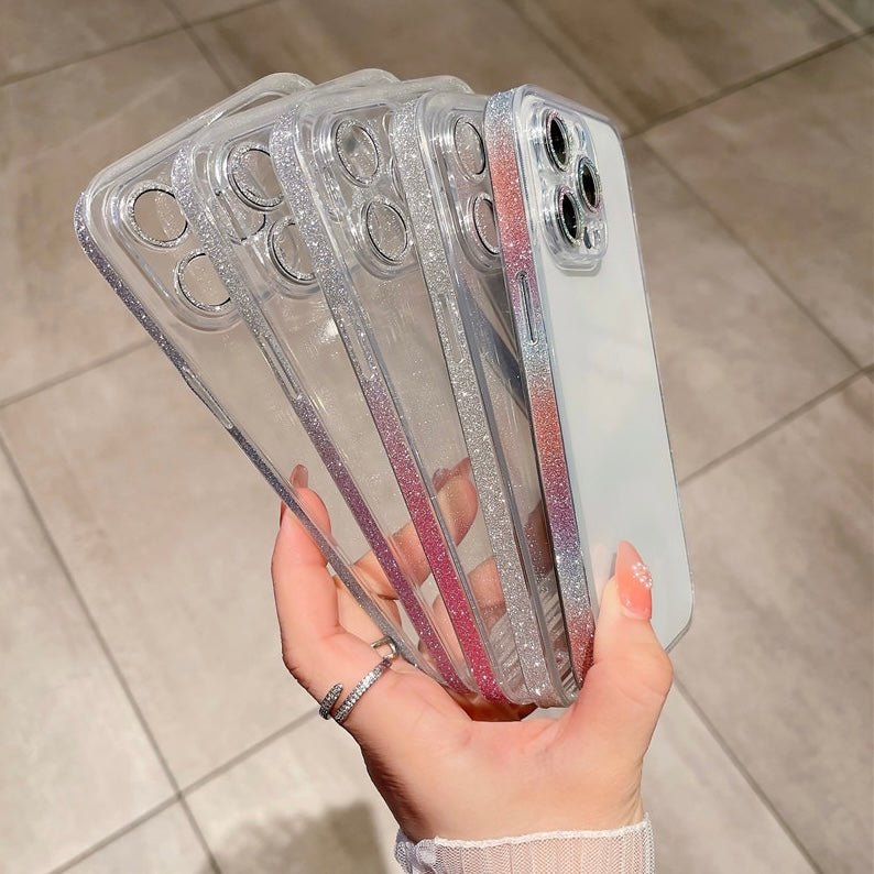 Sparkly Sides Clear iPhone Case w/ Camera Protector