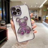 Transparent Electroplating Glitter Bear iPhone Case - Creamcy Cases