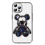 Transparent Electroplating Glitter Bear iPhone Case - Creamcy Cases