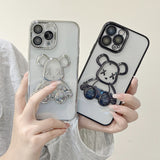 Transparent Electroplating Glitter Bear iPhone Case - Creamcy Cases