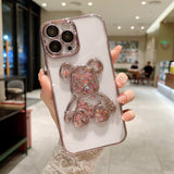 Transparent Electroplating Glitter Bear iPhone Case - Creamcy Cases