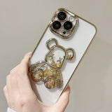Transparent Electroplating Glitter Bear iPhone Case - Creamcy Cases
