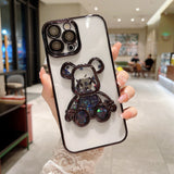 Transparent Electroplating Glitter Bear iPhone Case - Creamcy Cases