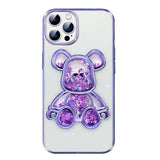 Transparent Electroplating Glitter Bear iPhone Case - Creamcy Cases