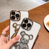 Transparent Electroplating Glitter Bear iPhone Case - Creamcy Cases