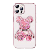Transparent Electroplating Glitter Bear iPhone Case - Creamcy Cases