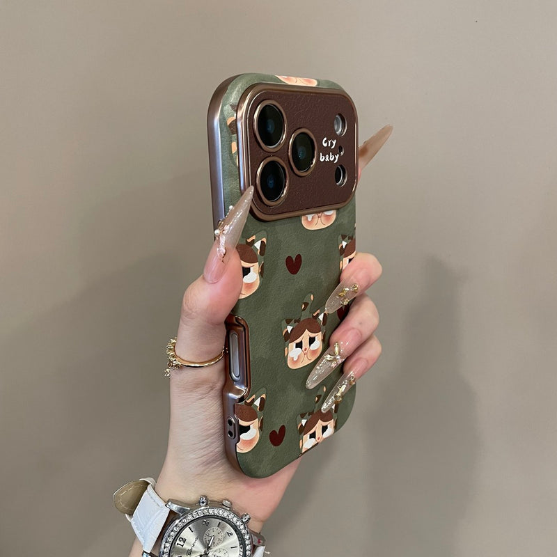 Cute Crybaby & Hearts Olive Green Phone Case