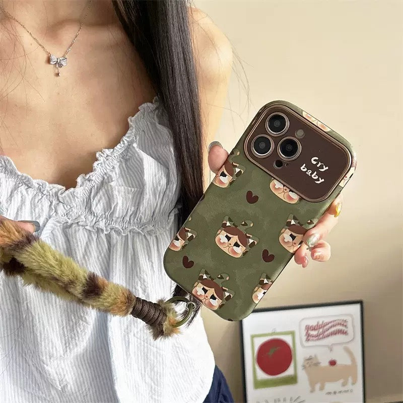 Cute Crybaby & Hearts Olive Green Phone Case - Creamcy.com CREAMCY Cute Crybaby & Hearts Olive Green Phone Case - Creamcy.com CREAMCY