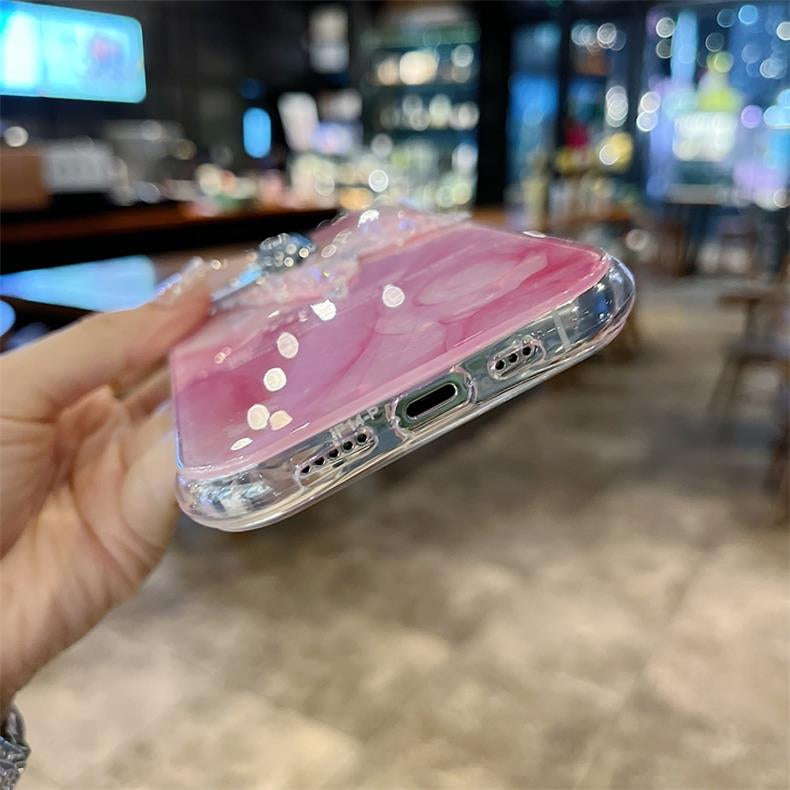 Pink Marble Butterfly iPhone Case