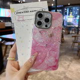 Pink Marble Butterfly iPhone Case