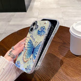 Retro Oil Painting Blue Purple Butterfly iPhone Case