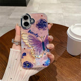 Retro Oil Painting Blue Purple Butterfly iPhone Case
