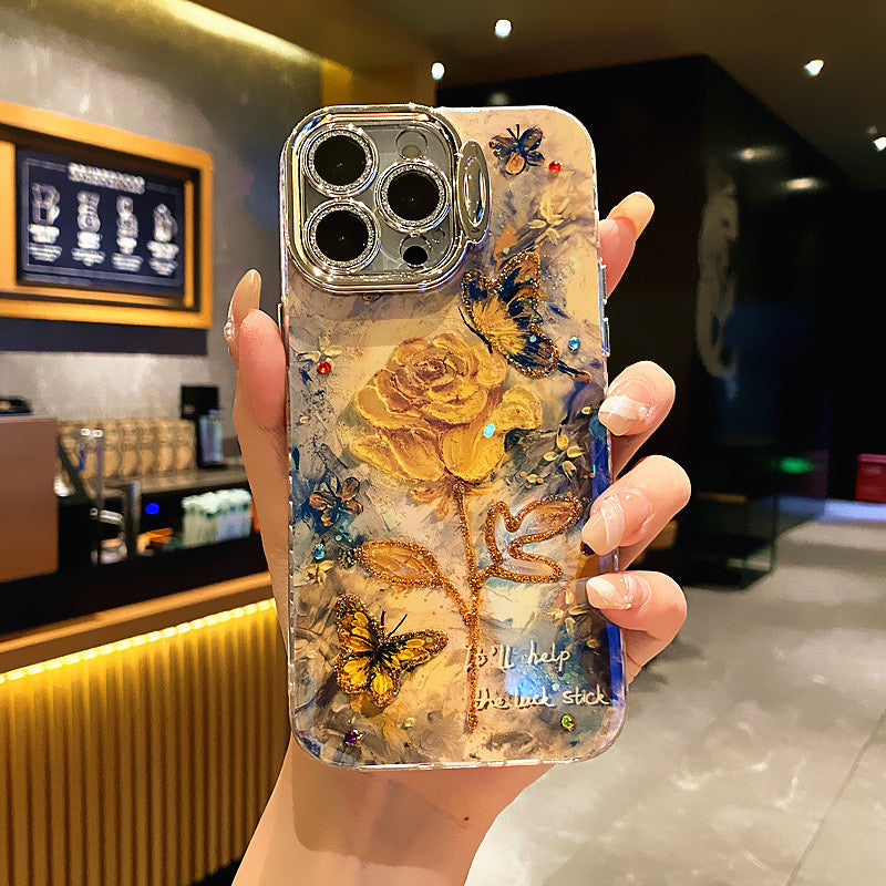 Retro Oil-Painting Golden Blossom iPhone Case