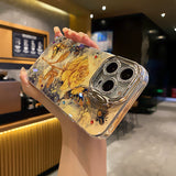 Retro Oil-Painting Golden Blossom iPhone Case