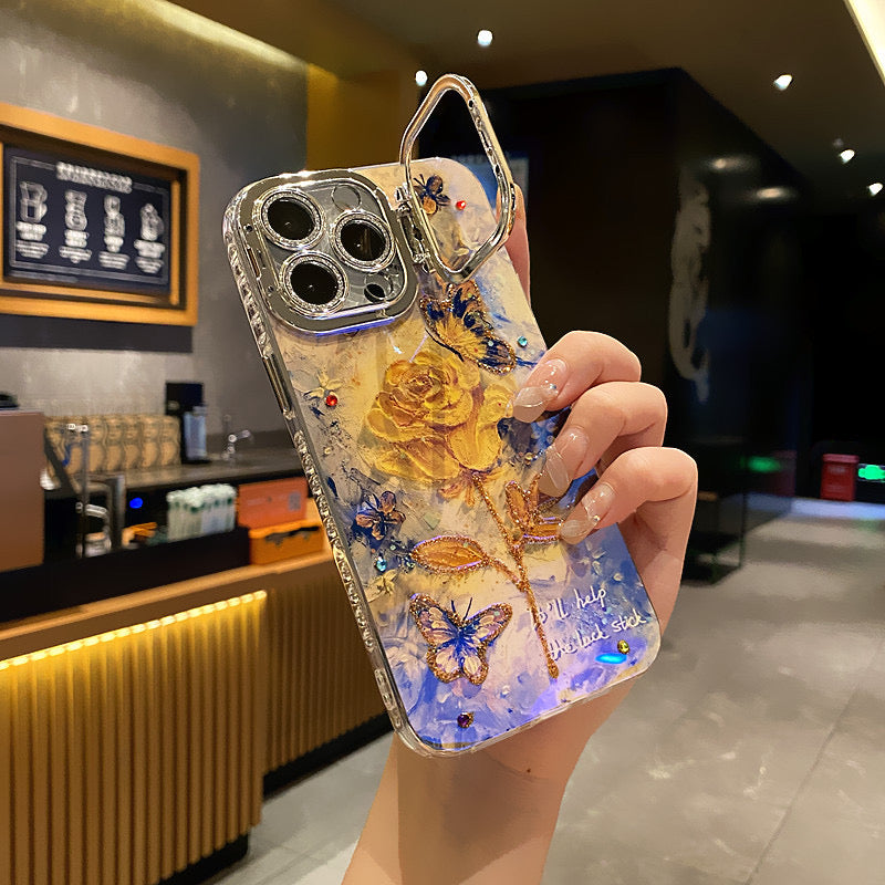Retro Oil-Painting Golden Blossom iPhone Case