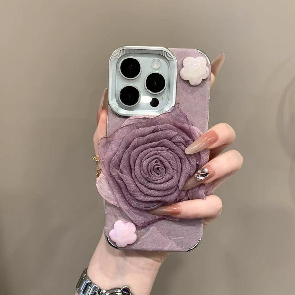 Glacier Bloom 3D Violet Rose iPhone Case